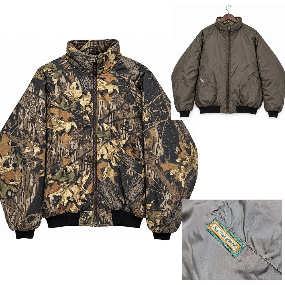 Vintage 90s XL Remington Canvas Mossy Oak BreakUP Camo Hunting Bomber Jacket